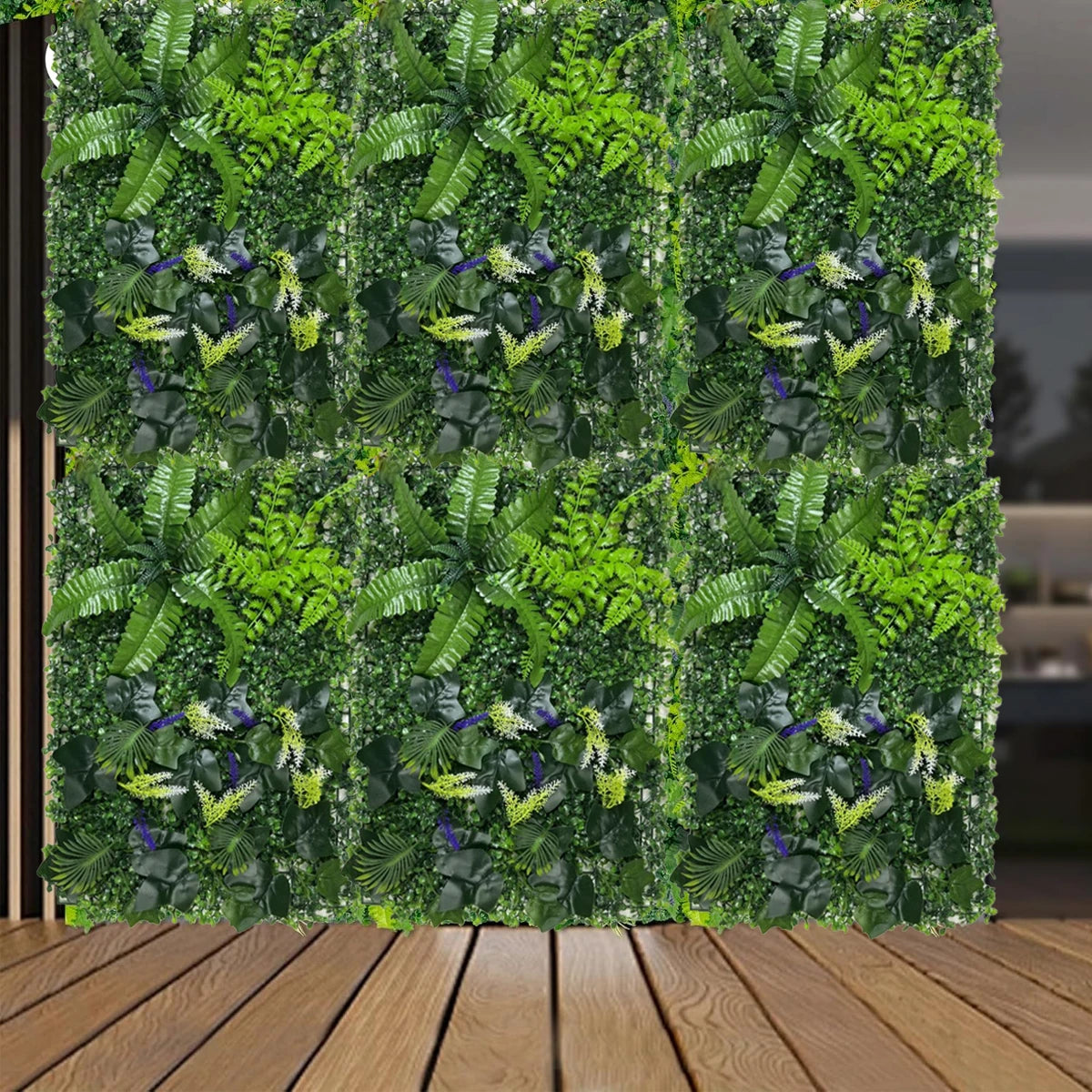 Mur Végétal Artificiel Jungle - Panneau de Feuillages Tropicaux Denses, Jardin Vertical Décoratif Intérieur & Extérieur