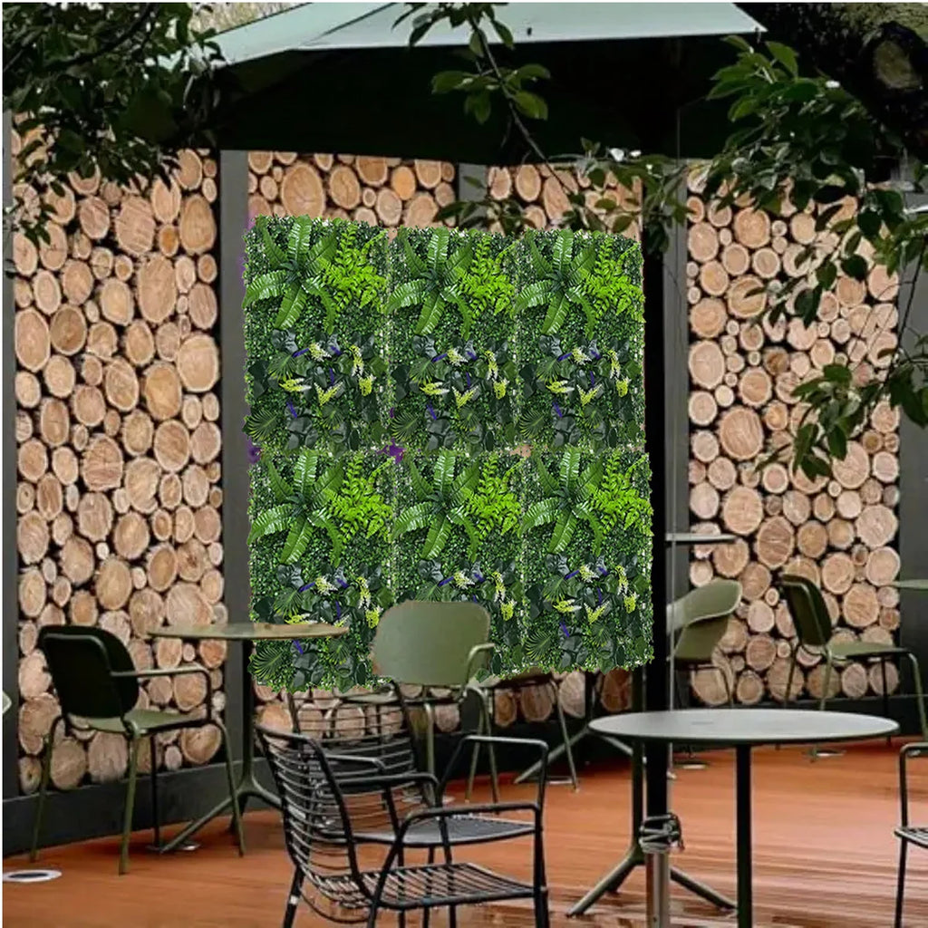 Mur Végétal Artificiel Jungle - Panneau de Feuillages Tropicaux Denses, Jardin Vertical Décoratif Intérieur & Extérieur