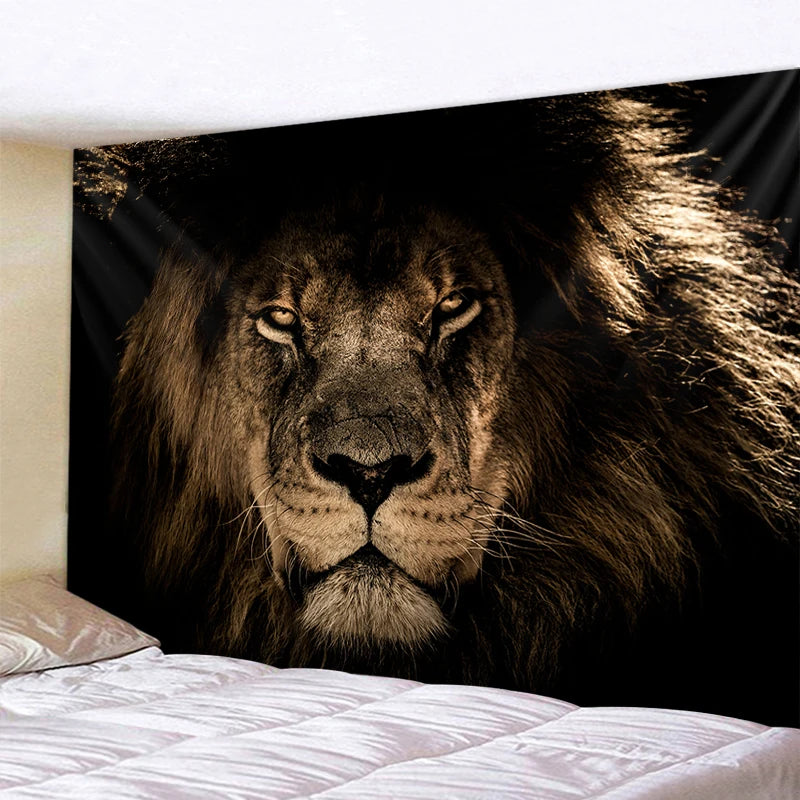 Tapisserie Murale Lion Majestueux - Portrait Sauvage & Décoration Murale Puissante