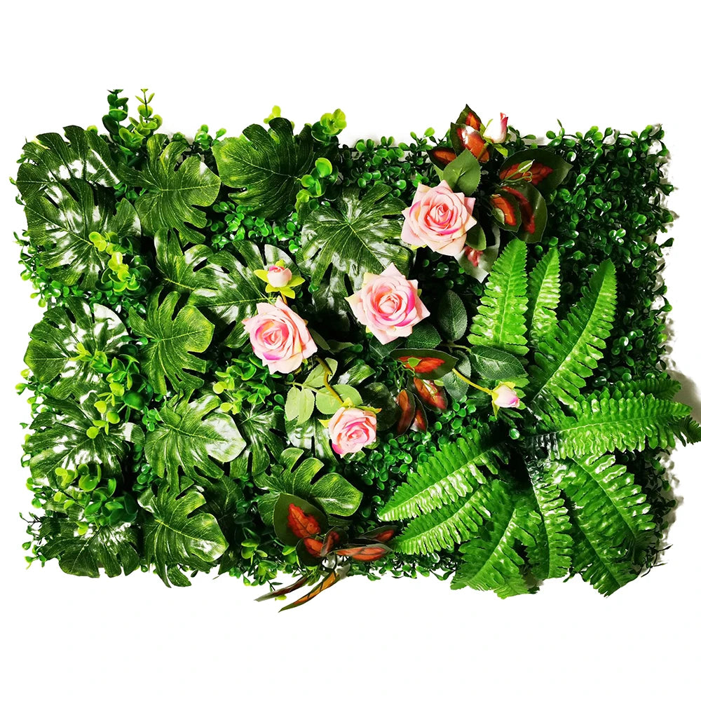 Mur Végétal Artificiel - Panneau de Plantes & Fleurs Suspendues, Jardin Vertical Décoratif d'Intérieur