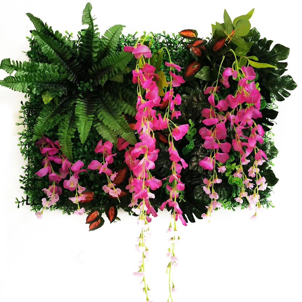 Mur Végétal Artificiel - Panneau de Plantes & Fleurs Suspendues, Jardin Vertical Décoratif d'Intérieur