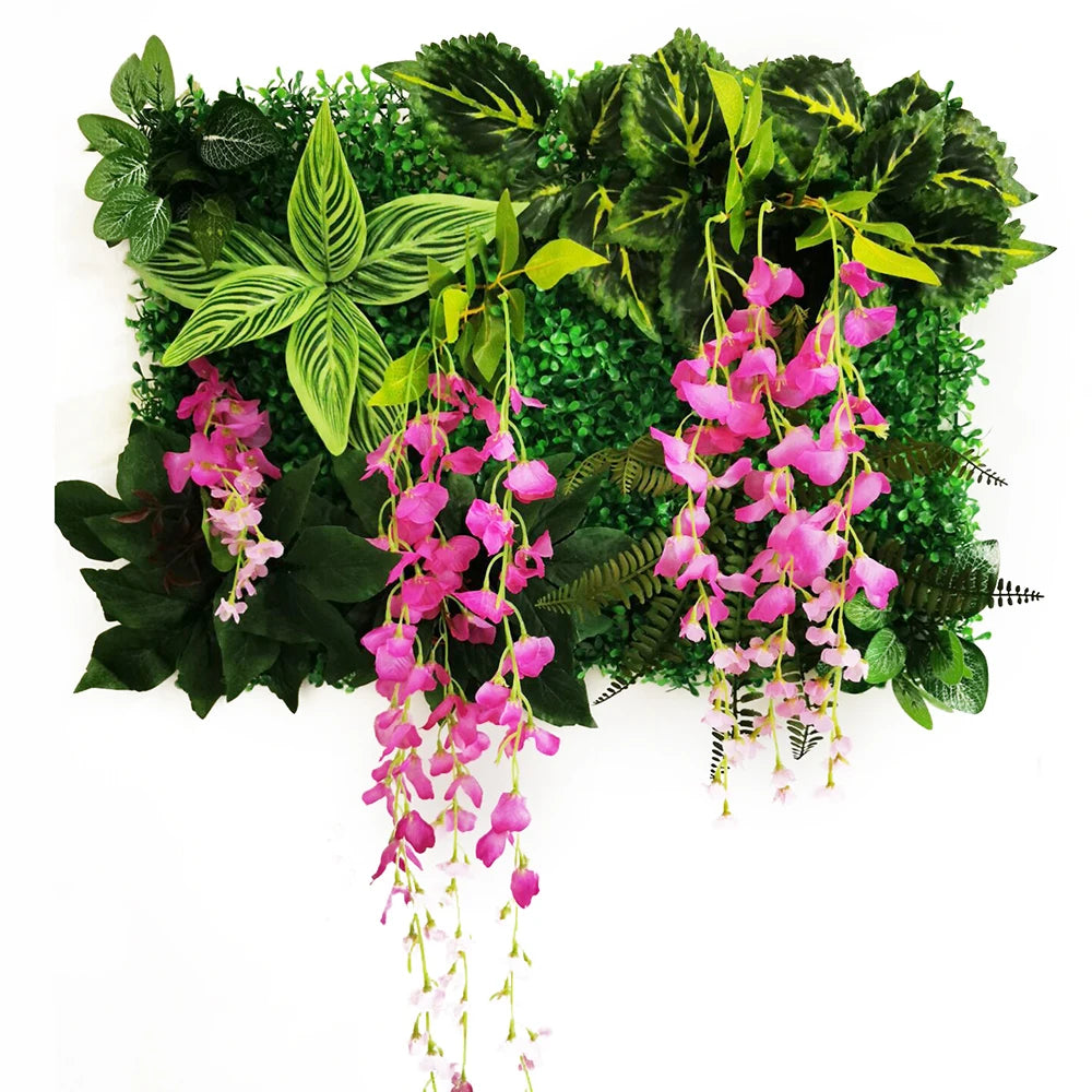 Mur Végétal Artificiel - Panneau de Plantes & Fleurs Suspendues, Jardin Vertical Décoratif d'Intérieur