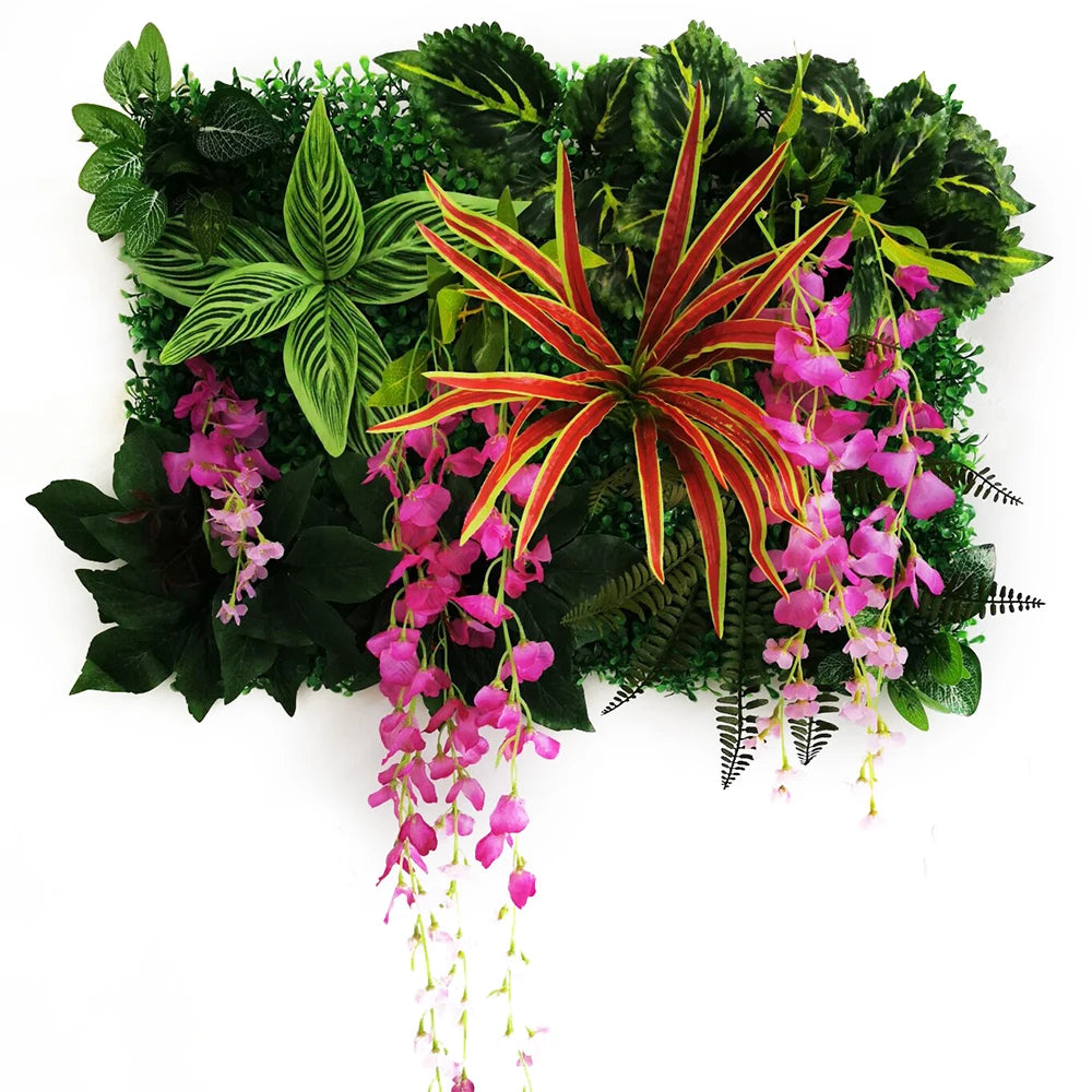 Mur Végétal Artificiel - Panneau de Plantes & Fleurs Suspendues, Jardin Vertical Décoratif d'Intérieur