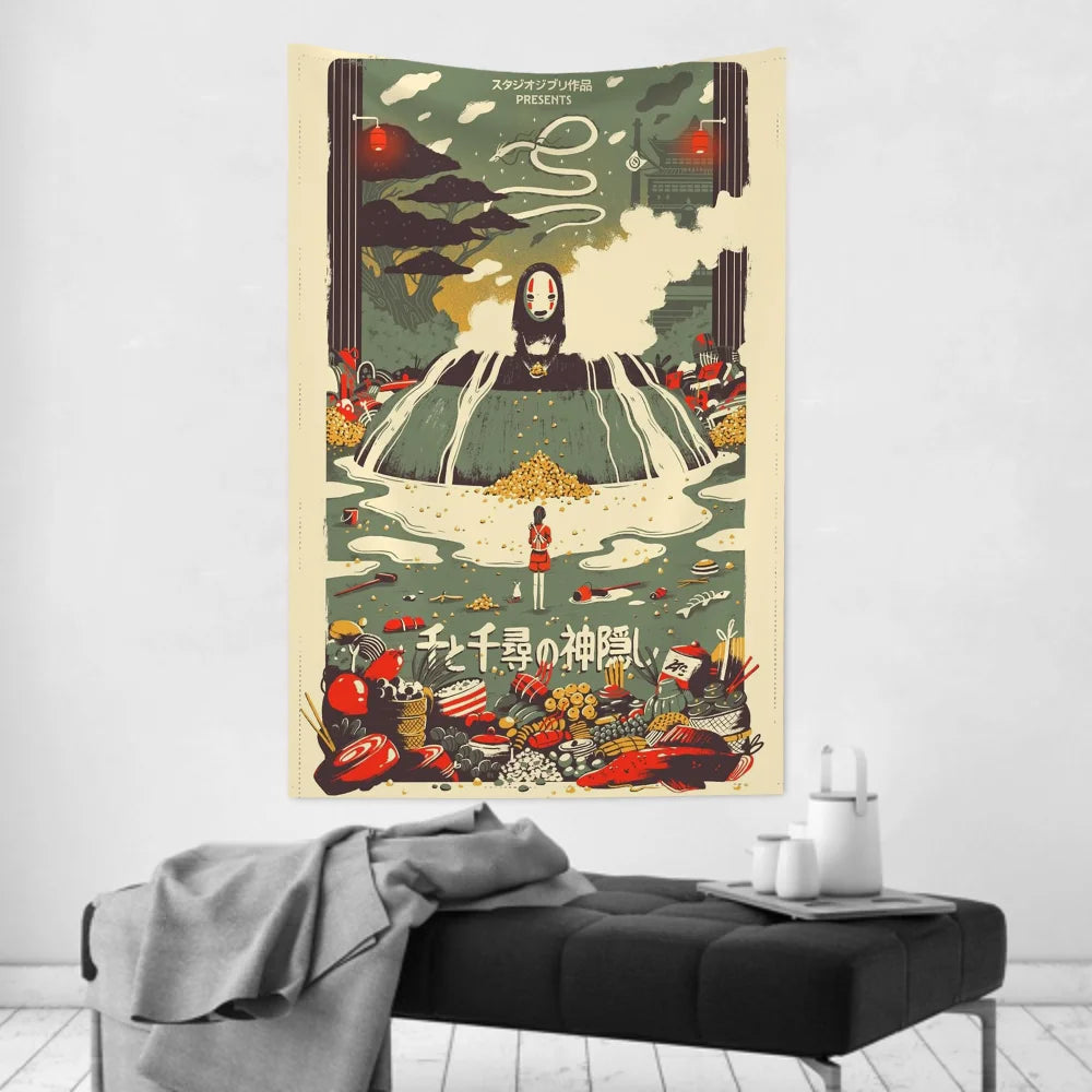 Tapisserie Murale Le Voyage de Chihiro - Décoration Murale Anime Japonaise - Poster Studio Ghibli
