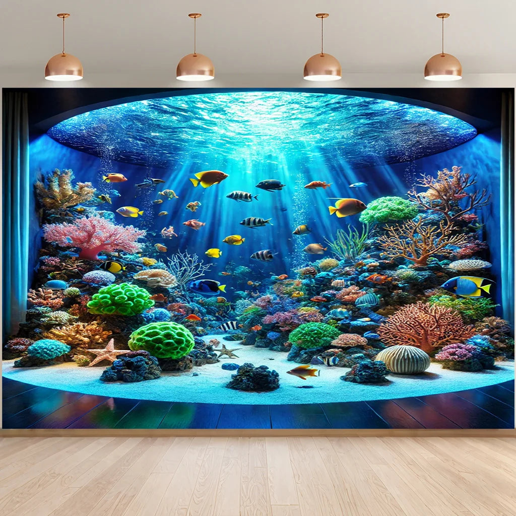 Tapisserie Murale Océan - Récif Corail & Poissons Tropicaux - Décoration Chambre / Salon