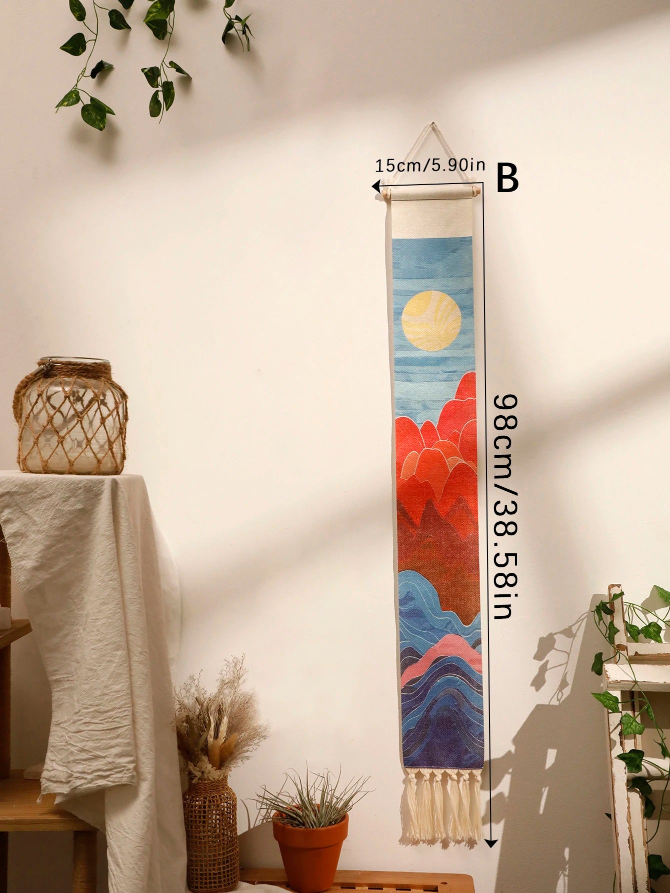 Tenture Murale Bohème Soleil - Décoration Abstraite Verticale