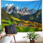 Tapisserie Paysage Montagne - Nature Sommets Enneigés