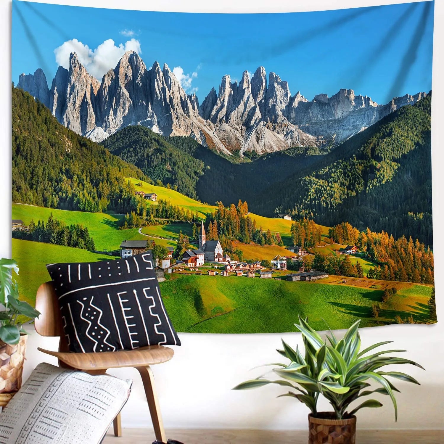 Tapisserie Paysage Montagne - Nature Sommets Enneigés