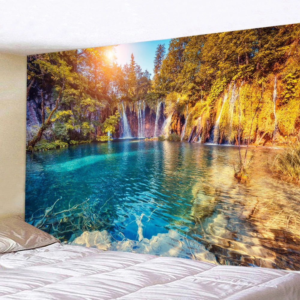 Tapisserie Murale Plage Surf - Décoration Tropicale avec Palmiers & Océan