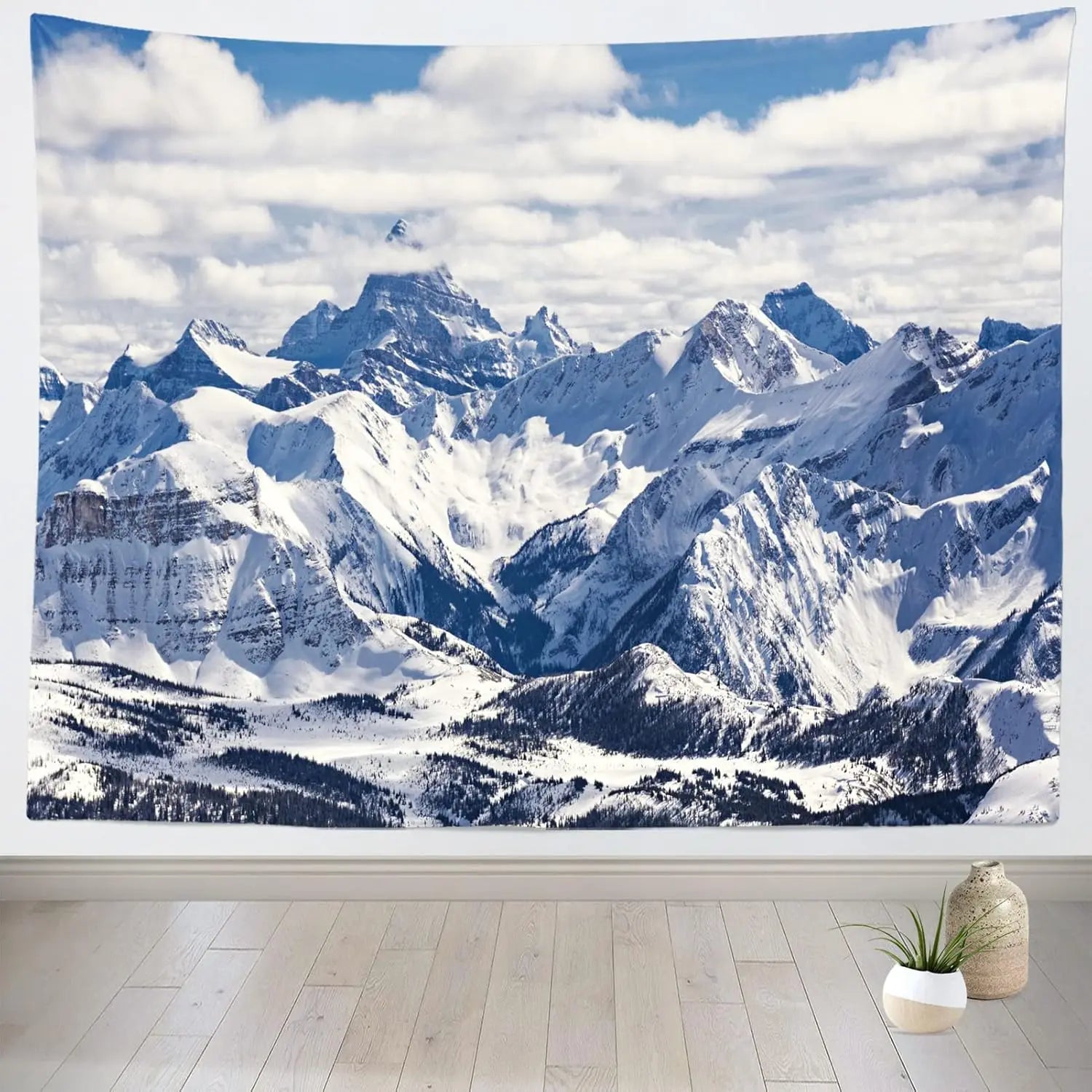 Tapisserie Murale Paysage Hivernal - Montagnes Enneigées