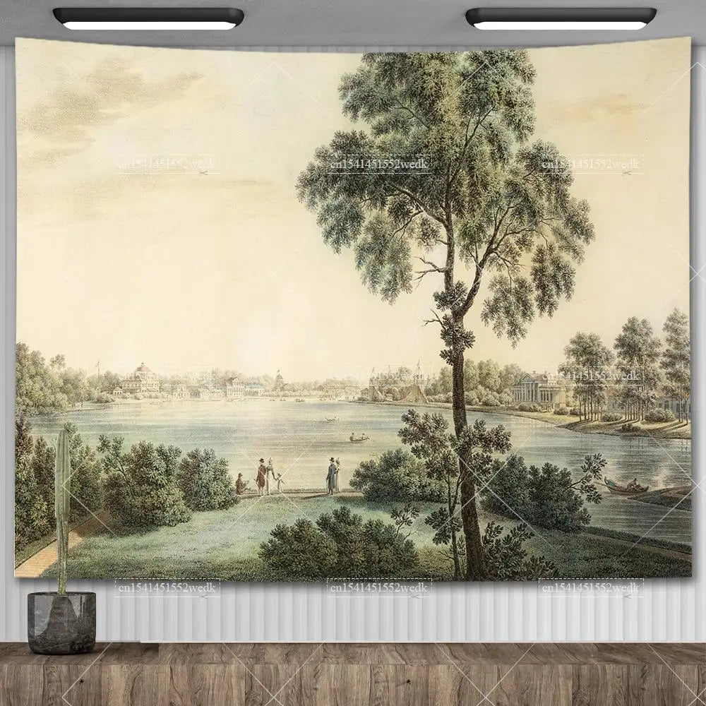 Tapisserie Murale Arbre Peint Vintage - Décoration Nature Salon & Chambre