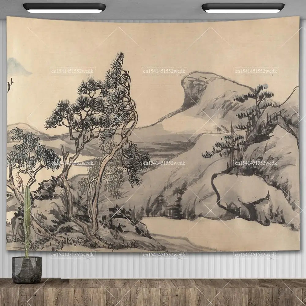 Tapisserie Murale Arbre Peint Vintage - Décoration Nature Salon & Chambre