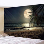 Tapisserie Murale Lune & Forêt Nocturne - Décoration Murale Mystique