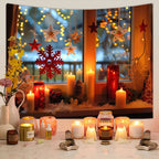 Tapisserie Murale de Noël - Sapin, Bougies & Cadeaux - Décoration Festive Cosy