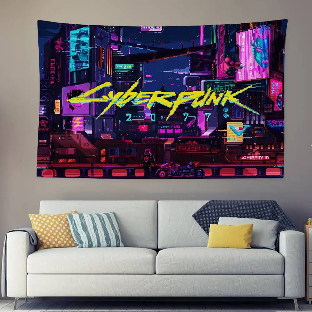 Tapisserie Cyberpunk 2077 - Décoration Murale Futuriste & Néon