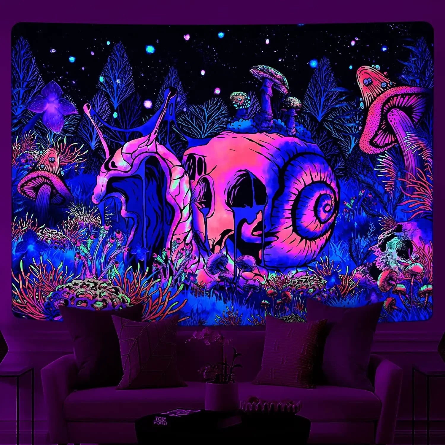 Tapisserie Murale Nuit Étoilée - Poster Décoratif Art Van Gogh Neon, Décoration Moderne Salon, Chambre et Bureau