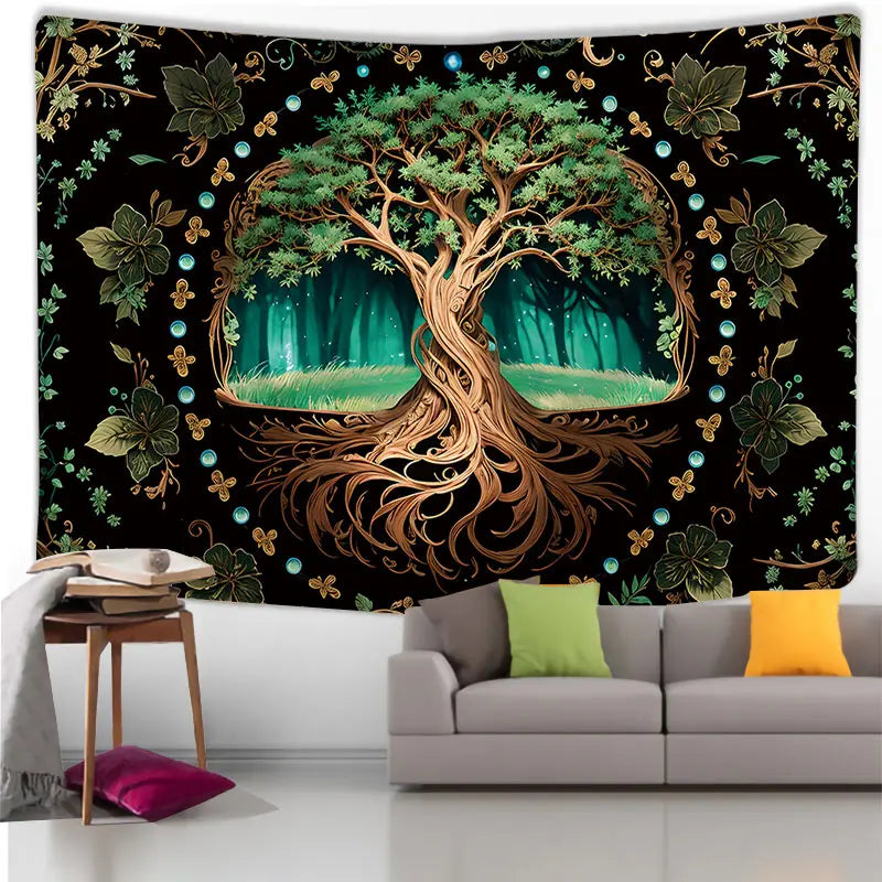 Tapisserie Murale Arbre de Vie - Arbre Magique Illuminé & Décor Fantastique