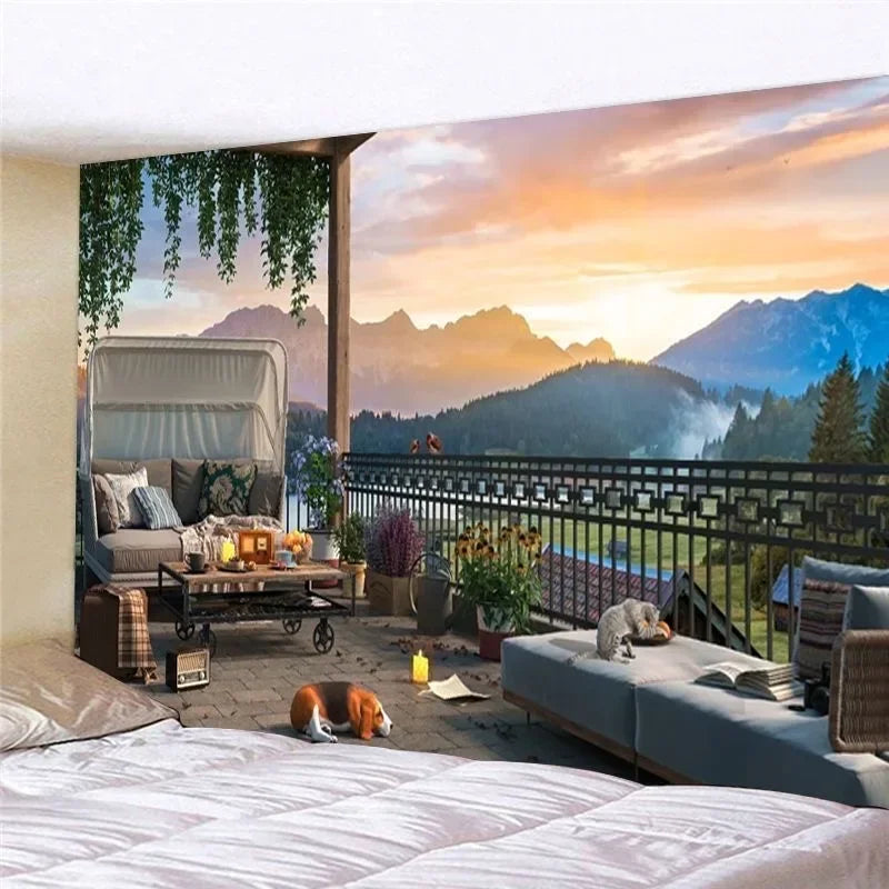 Tapisserie Coucher de Soleil Tropical - Déco Murale Palmiers & Plage