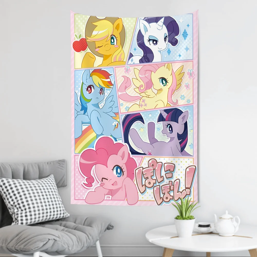 Tapisserie Licornes Colorées - Déco Murale Enfants Style Anime