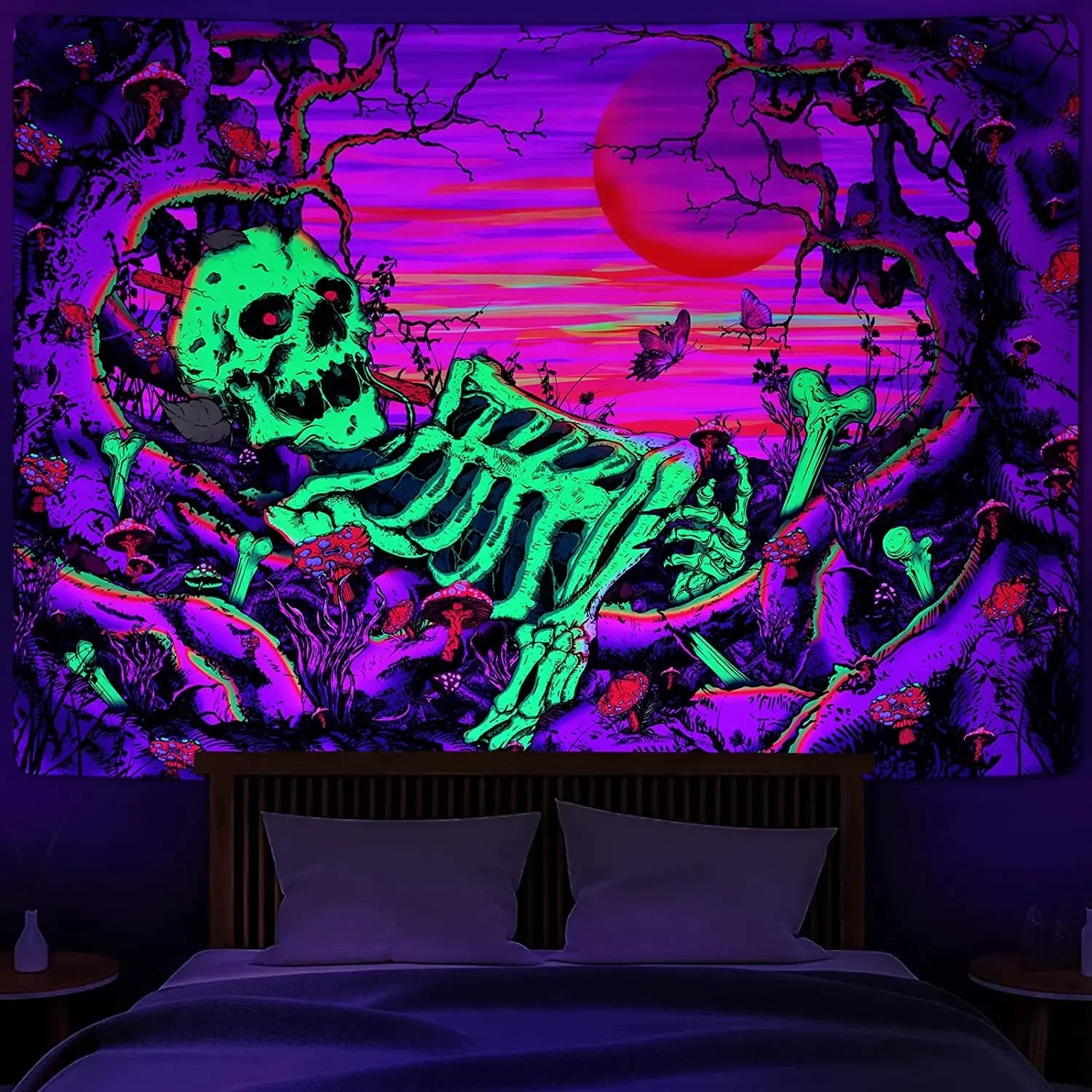 Tapisserie Murale Nuit Étoilée - Poster Décoratif Art Van Gogh Neon, Décoration Moderne Salon, Chambre et Bureau