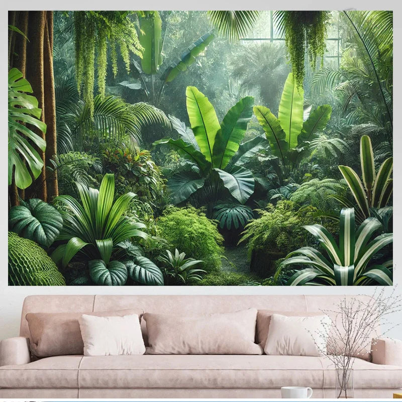 Tapisserie Murale Jungle Tropicale - Feuilles Exotiques & Décor Naturel