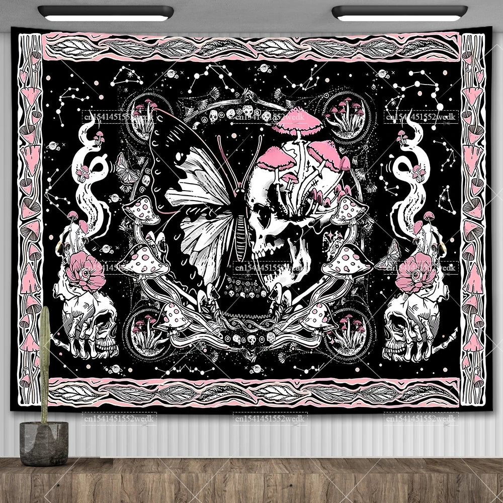 Tapisserie Murale Tarot The Lovers - Décoration Gothique & Mystique, Art Squelettes