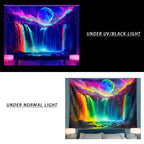 Tapisserie Murale Cascade Néon & Lune - Décor pour Espace Chill