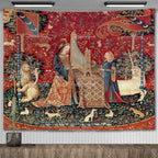 Tapisserie Murale Médiévale - Style Dame à la Licorne, Art Classique Historique