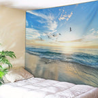 Tapisserie Murale Plage au Coucher du Soleil - Déco Murale Océan & Horizon