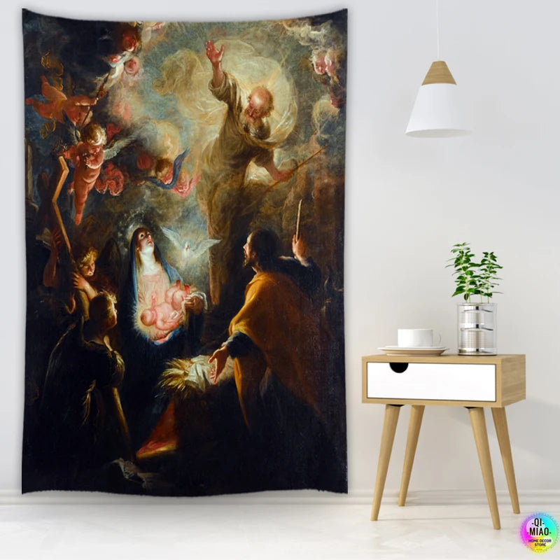 Tapisserie Nativité - Scène de la Crèche & Nuit Etoilée