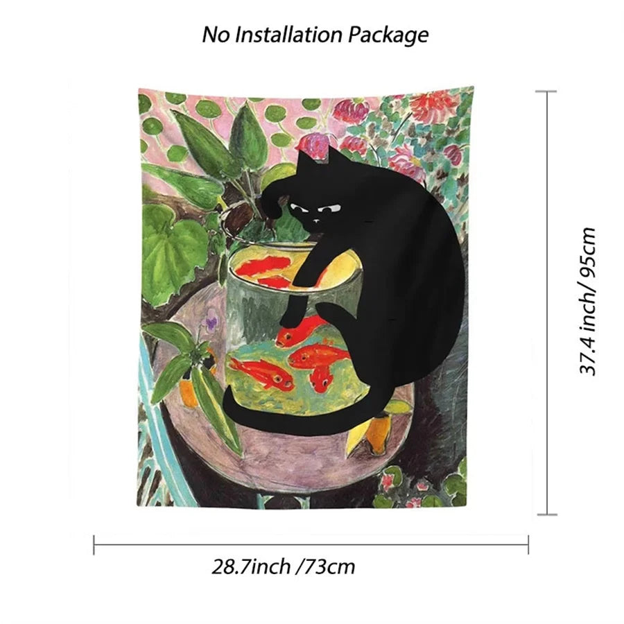 Tapisserie Murale Chat Noir - Art Coloré Salon & Chambre