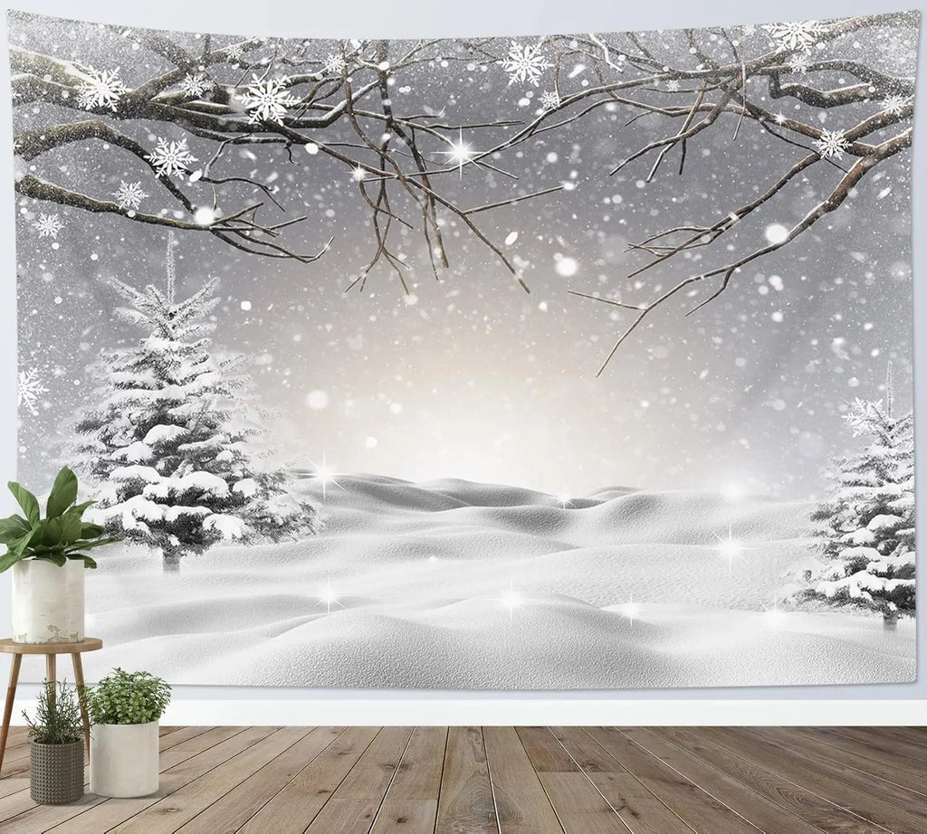 Tapisserie Murale Paysage Hivernal - Montagnes Enneigées