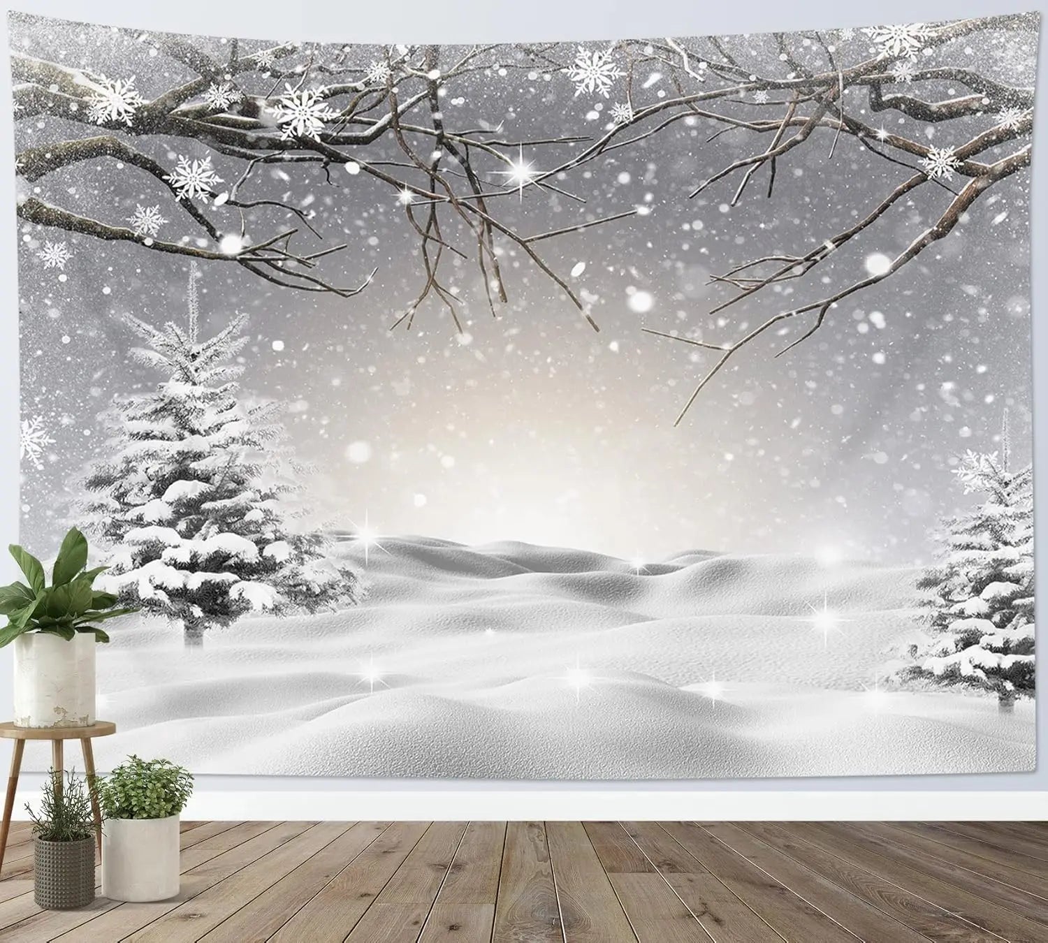Tapisserie Murale Paysage Hivernal - Montagnes Enneigées