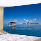 Tapisserie Murale Plage Surf - Décoration Tropicale avec Palmiers & Océan