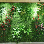Mur Végétal Artificiel d'Intérieur - Jardin Vertical Décoratif, Feuillages & Fleurs - Décoration Murale Verte Premium