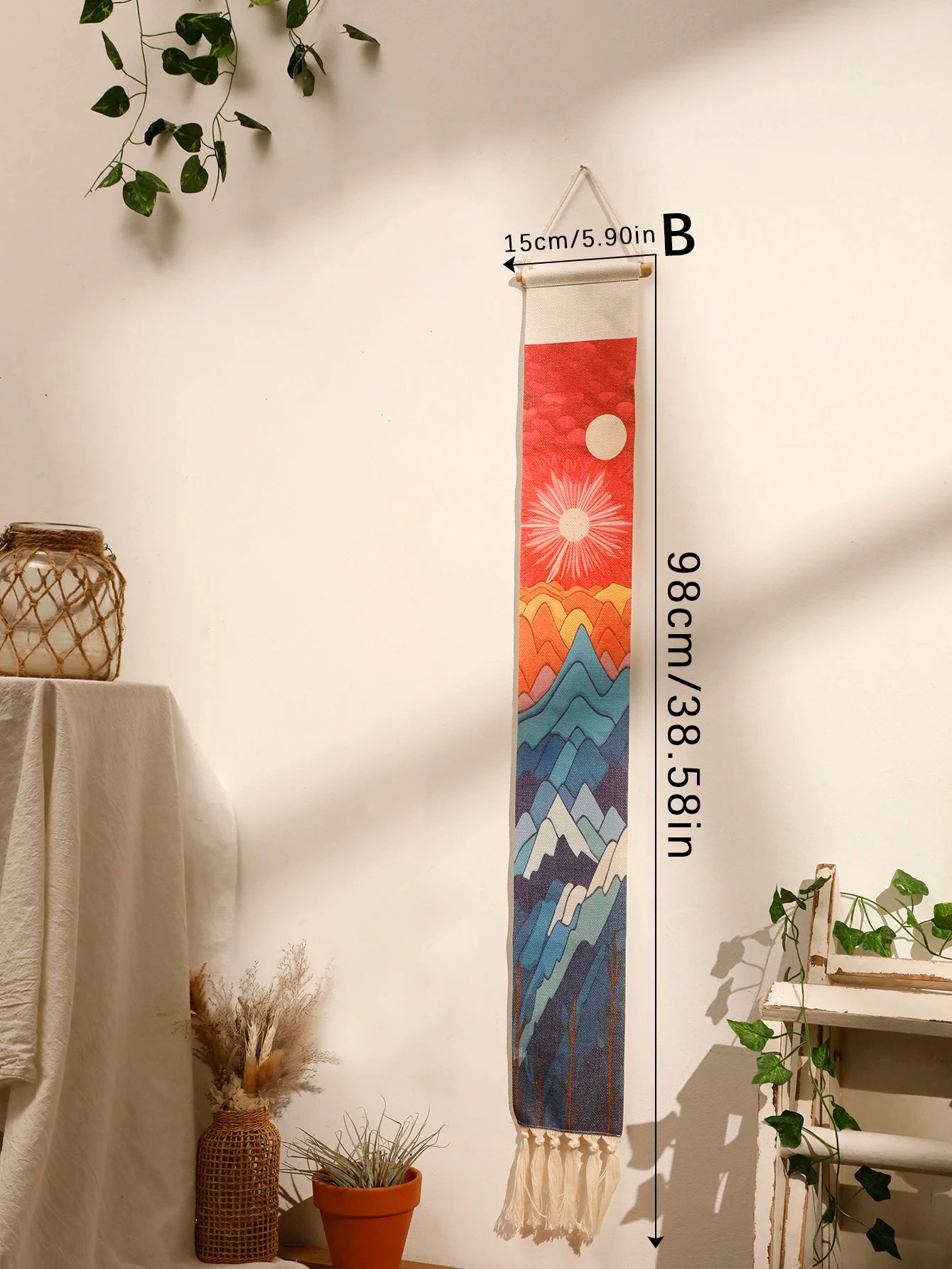 Tenture Murale Bohème Soleil - Décoration Abstraite Verticale