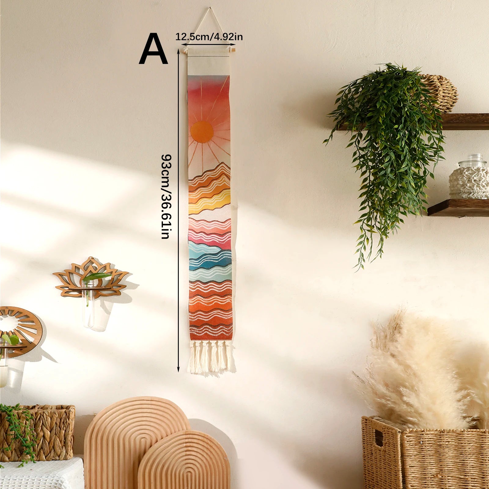 Tenture Murale Bohème Soleil - Décoration Abstraite Verticale