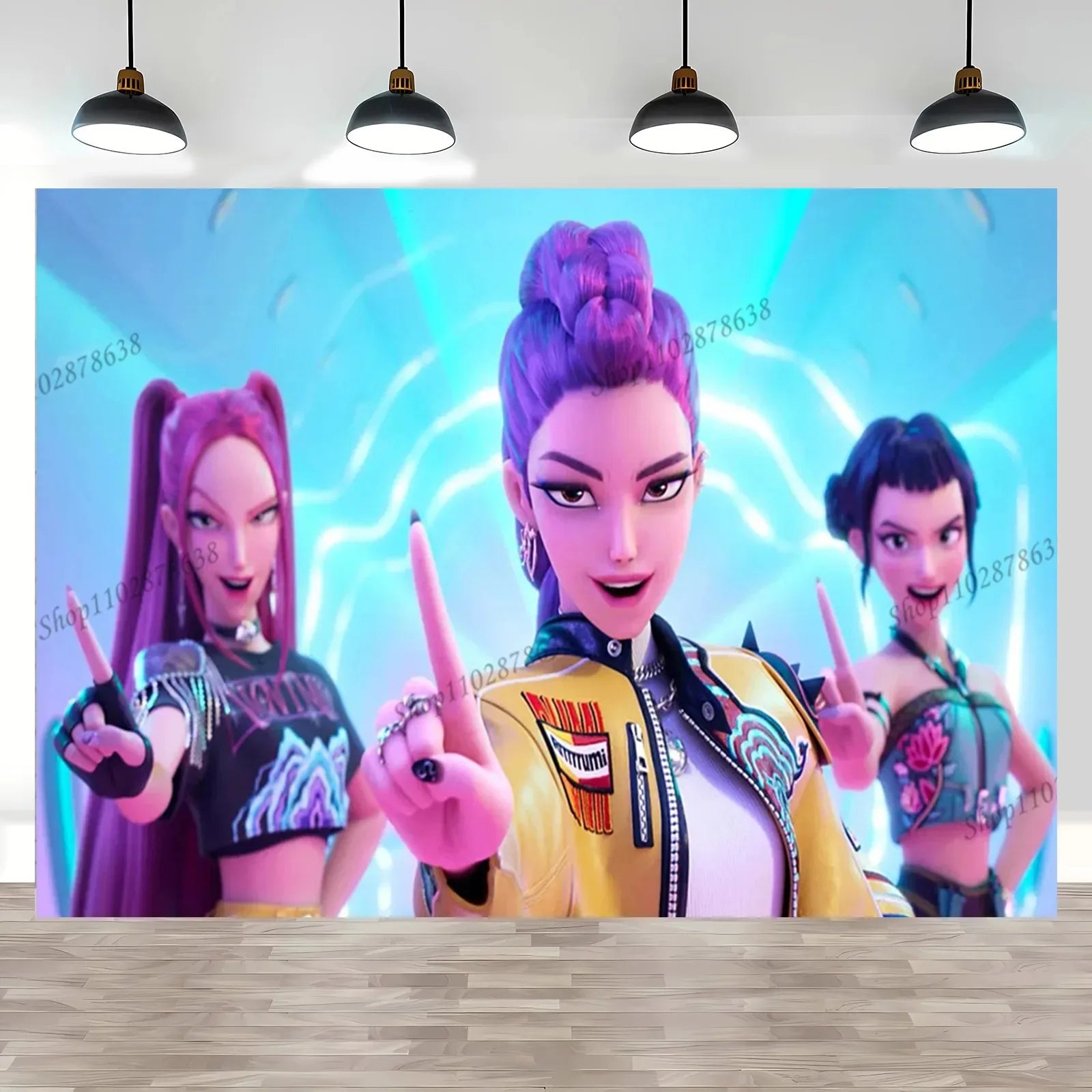 Tapisserie Murale Happy Birthday - Décor Anniversaire Style Avatar / K-Pop