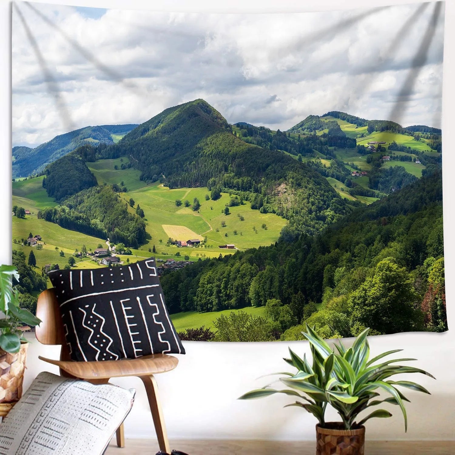 Tapisserie Paysage Montagne - Nature Sommets Enneigés