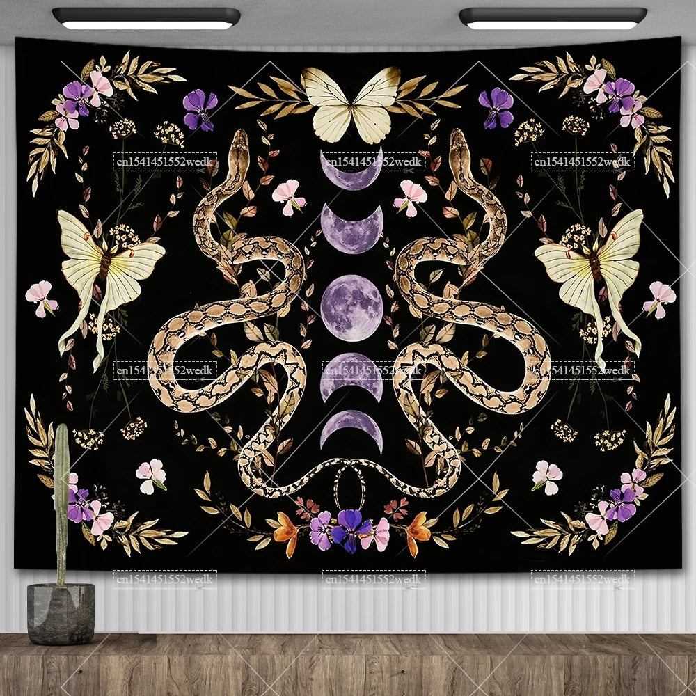 Tapisserie Murale Tarot The Lovers - Décoration Gothique & Mystique, Art Squelettes