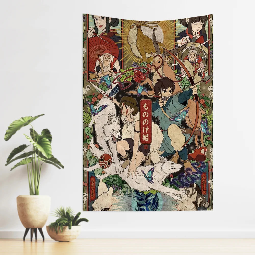 Tapisserie Murale Le Voyage de Chihiro - Décoration Murale Anime Japonaise - Poster Studio Ghibli