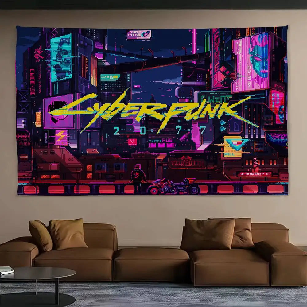 Tapisserie Cyberpunk 2077 - Décoration Murale Futuriste & Néon