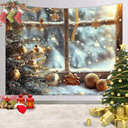 Tapisserie Murale de Noël - Sapin, Bougies & Cadeaux - Décoration Festive Cosy