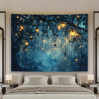 Tapisserie Murale Forêt Enchantée - Tenture Féerique avec Lumières & Lucioles, Décoration Murale Cosy