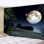 Tapisserie Murale Lune & Forêt Nocturne - Décoration Murale Mystique