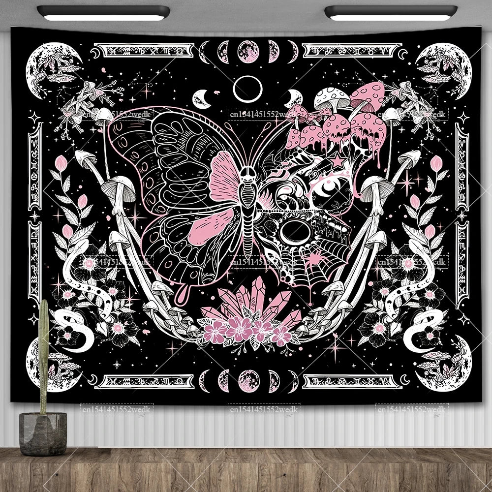 Tapisserie Murale Tarot The Lovers - Décoration Gothique & Mystique, Art Squelettes