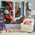 Tapisserie Murale de Noël - Sapin, Bougies & Cadeaux - Décoration Festive Cosy