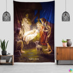 Tapisserie Nativité - Scène de la Crèche & Nuit Etoilée