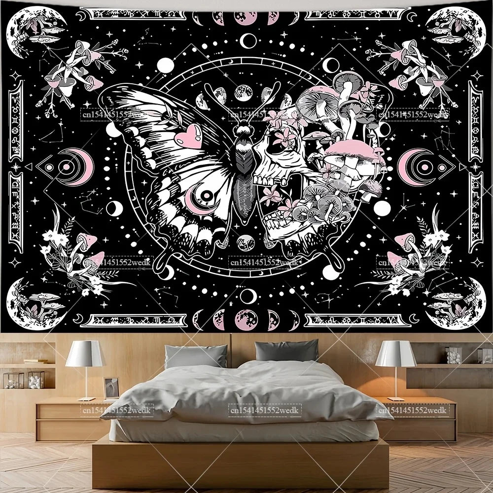 Tapisserie Murale Tarot The Lovers - Décoration Gothique & Mystique, Art Squelettes