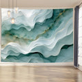 Tapisserie Murale Abstraite 3D - Vagues Turquoises & Design Moderne